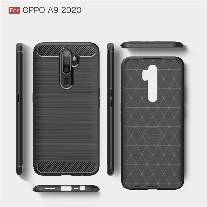 carbon fiber case for oppo a9 2020 case rubber bumper silicone shockproof cover for oppo a5 2020 cover fundas for oppo a9 2020 free global shipping