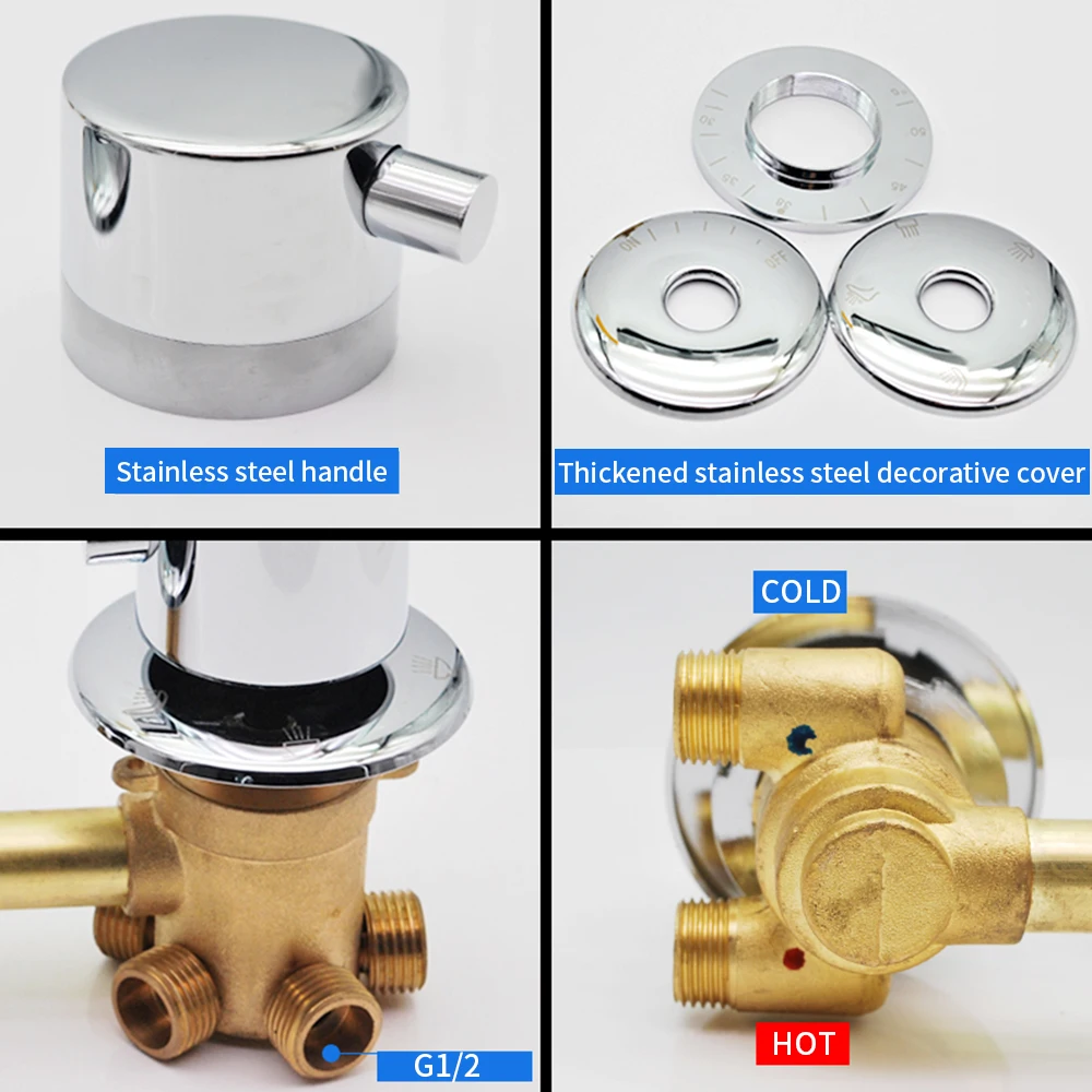 one piece brass thermostatic shower valve mixer shower column diverter valve for bathroom shower bath 2345 output free global shipping