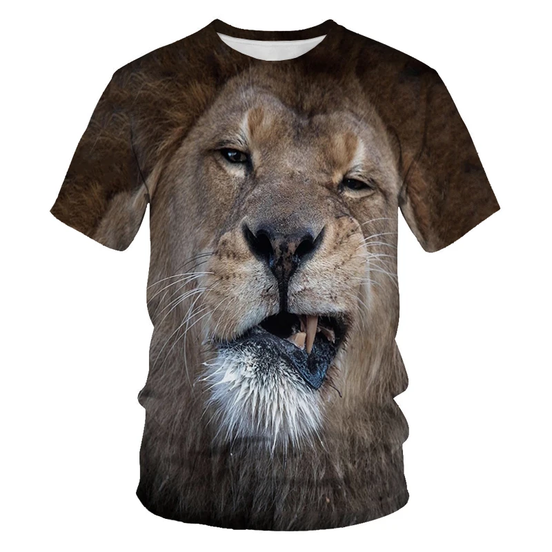 

Hot sale lion pattern men's 3d printed animal T-shirt shirt short sleeve O-neck t-shirt hip-hop oversized top loose