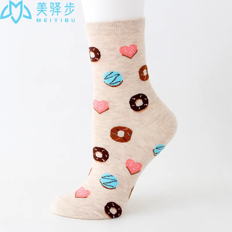 12 Pairs Per Set Cartoon Women's Socks Egg Yolk Bread Food Cartoon Socks Hot Selling Adult Cotton Socks for Female