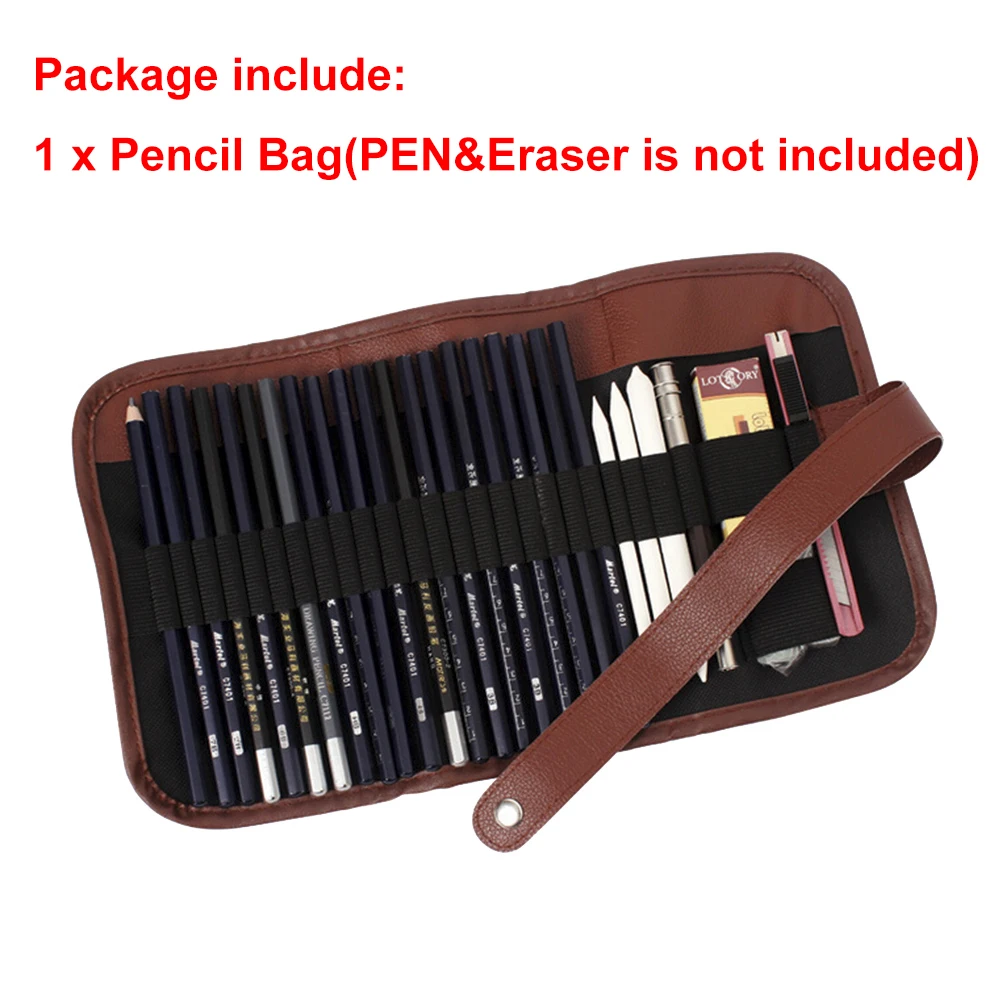 

Artists Pencil Case 24 Holes Roll Brush Pen Pouch For Artist Students Retro Canvas Makeup Office School Bag Drop Shipping
