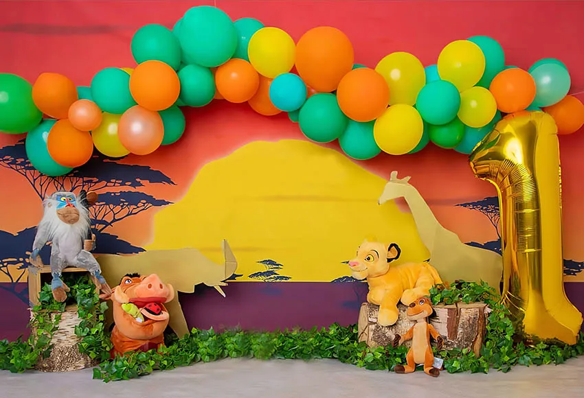 Фон для фотосъемки с персонажами мультфильмов Король Лев мальчиков День