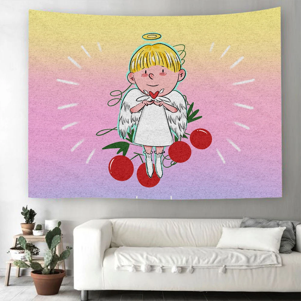 Мороженое Шоколадные конфеты Текстильное изделие Разноцветный настенный гобелен с мультяшным радугой для гостиной домашний ковер на