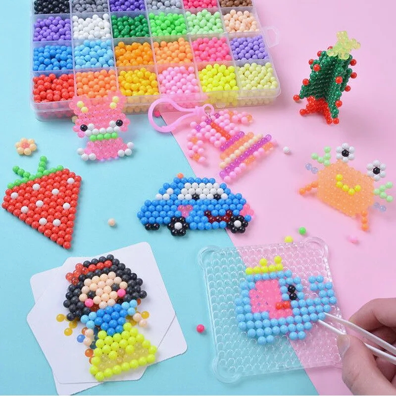 

3000pcs 10 colors Beads Puzzle Crystal Color Aqua DIY Beads Water Spray Set Ball Games 3D Handmade Magic Toy for Children Gifts