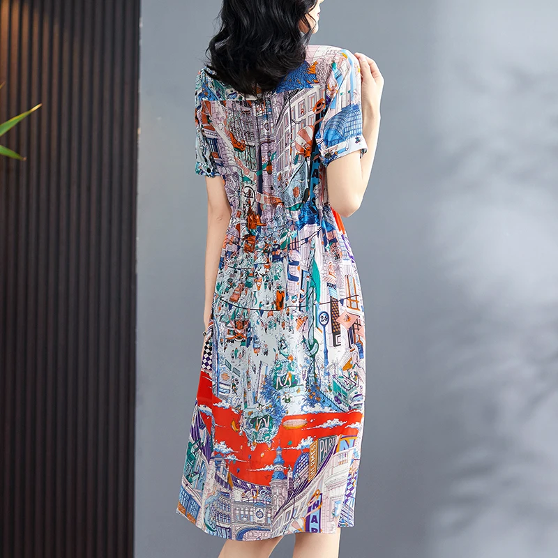 (Распродажа) 100% натуральный шелк повседневные женские платья летние элегантные