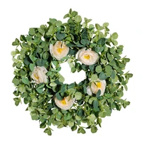 artificial wreath green leaf with rose flower for front door wall window wedding party farmhouse garden home decor
