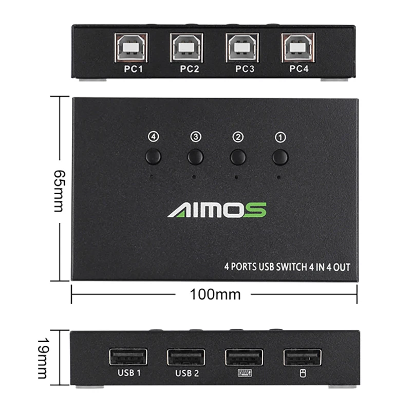 AIMOS USB- 4  4 Out KVM Switch  4         USB 2, 0