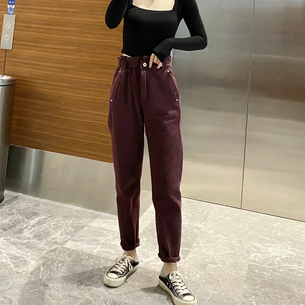 

Xitimeao Vintage Stylish Pockets Darts Jeans Women Fashion High Waist Zipper Fly Denim Harem Pants Chic Jean Femme Trousers