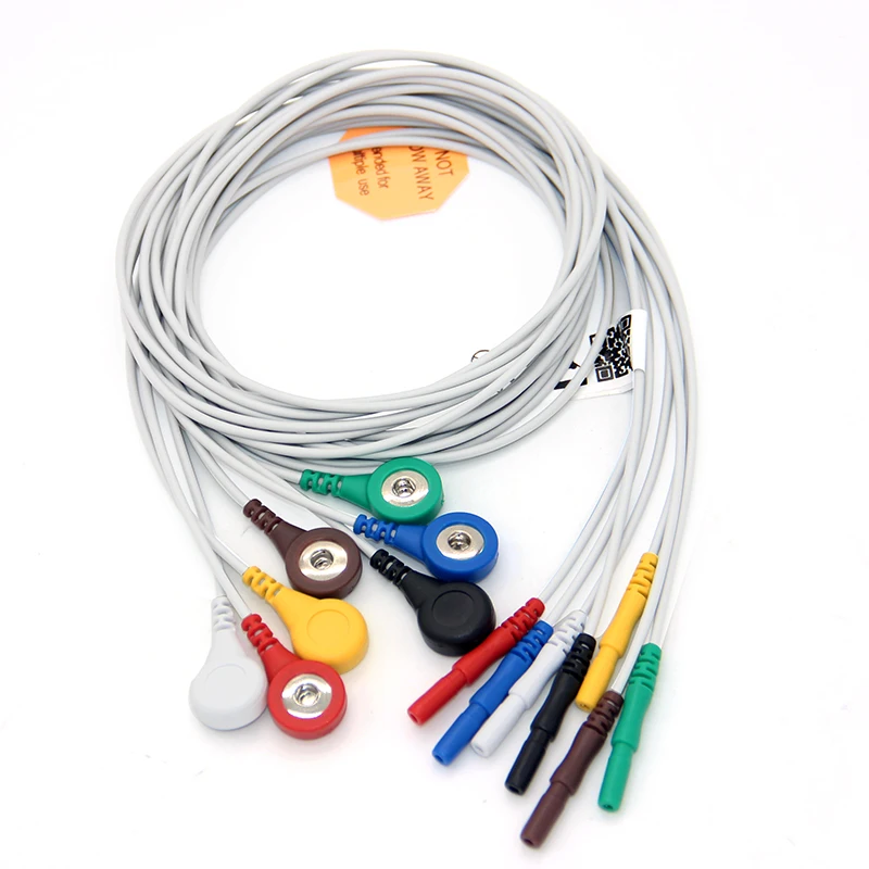 

DIN 1.5mm Style ECG Holter Lead Cable 7 Wires Set Snap AHA/IEC Terminal