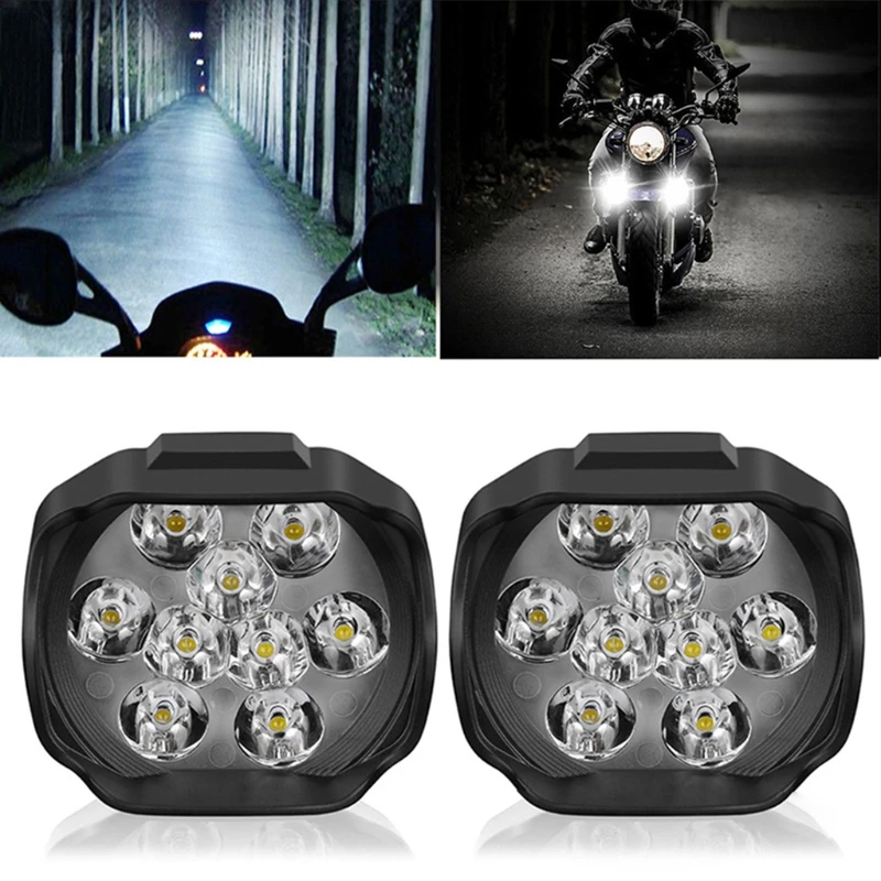 

Motorcycles Headlight Working Spot Light Motorbike 6000k White Super Bright 9 LED Fog Lamp 15W 1500LM LED Scooters Spot