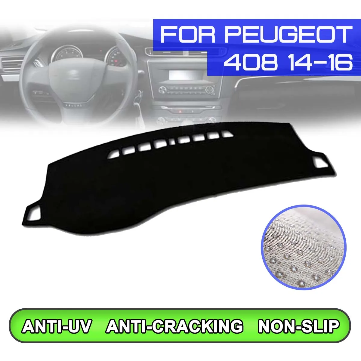 

Коврик для приборной панели автомобиля, противоскользящий, с защитой от ультрафиолета, для Peugeot 408, 2014, 2015, 2016