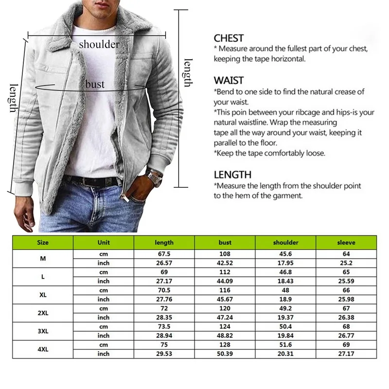

Men Faux Fur Jackets and Coats Winter Warm Parkas Lined with Fleece Lined Thermal Thick Faux Fur Coat Outerwear