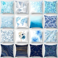 modern simple blue geometric marble series printed cushion cover polyester pillow case decorative pillows cover for sofa car