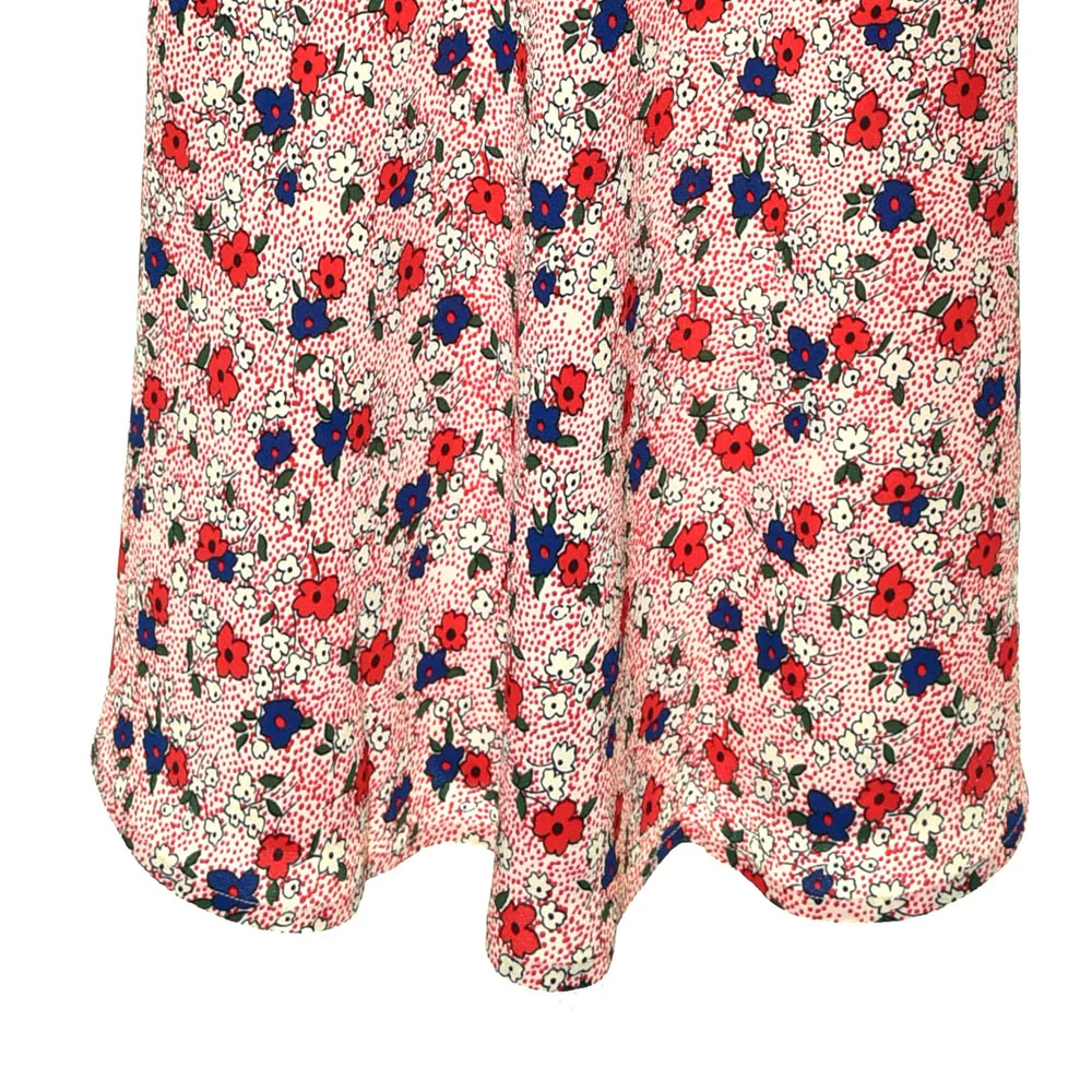 Платье с v-образным вырезом и короткими рукавами в стиле ретро весна-лето 2019 |