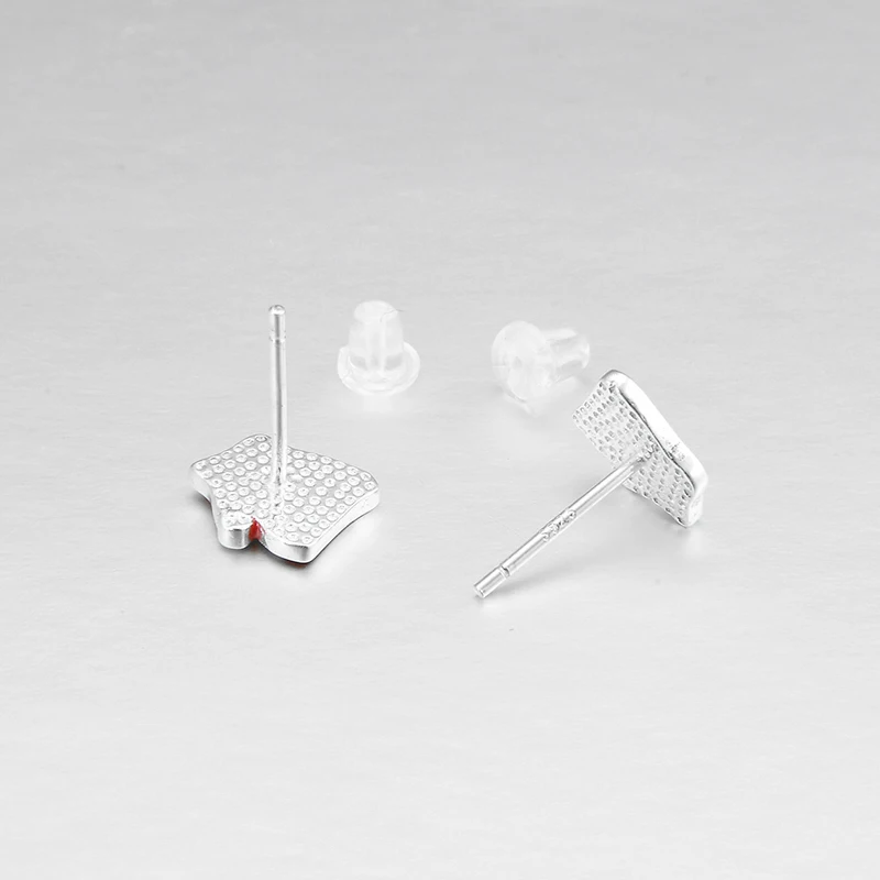 Санта Клаус красный Белый Эмаль серьги 925 стерлингового серебра серьги-гвоздики