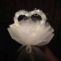 diy crafts artificial bouquet flowers love shape lights with acrylic bead drop wedding decor valentines day gift for birthday