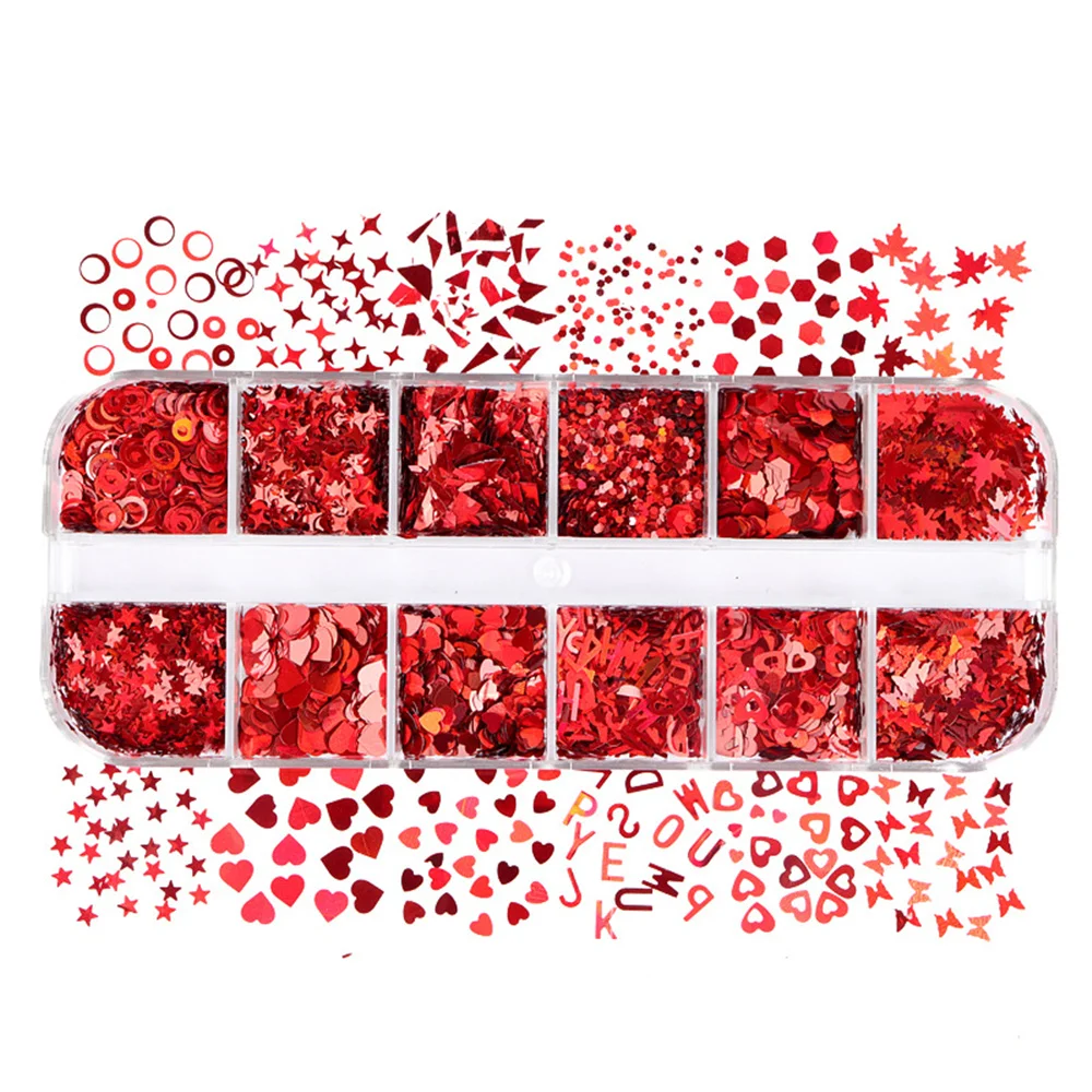 

Holographic Nail Glitter Flakes Sequin 12pcs In 1 Rose Gold Silver DIY Butterfly Dipping Powder For Acrylic Nails Tools