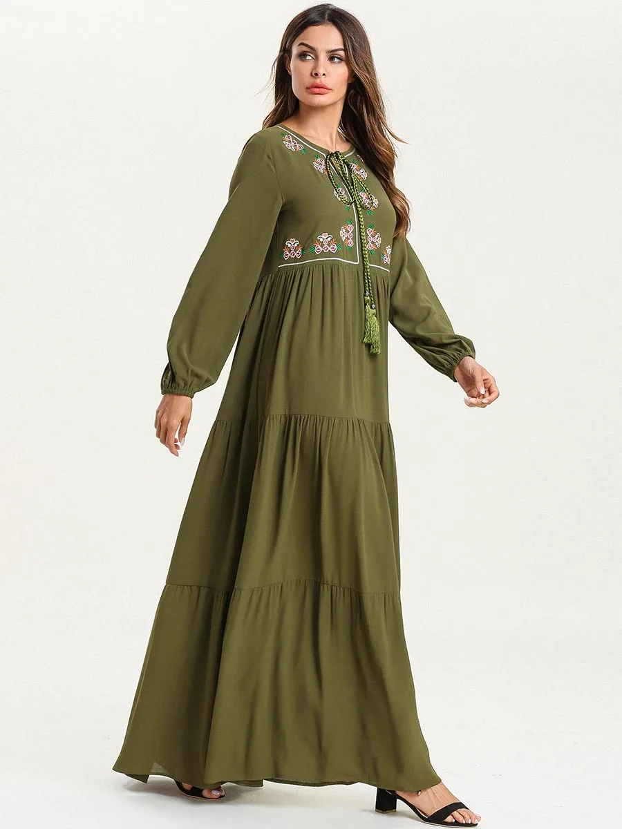 Женское платье светло-зеленый исламский арабский мусульманское длинное Абая для