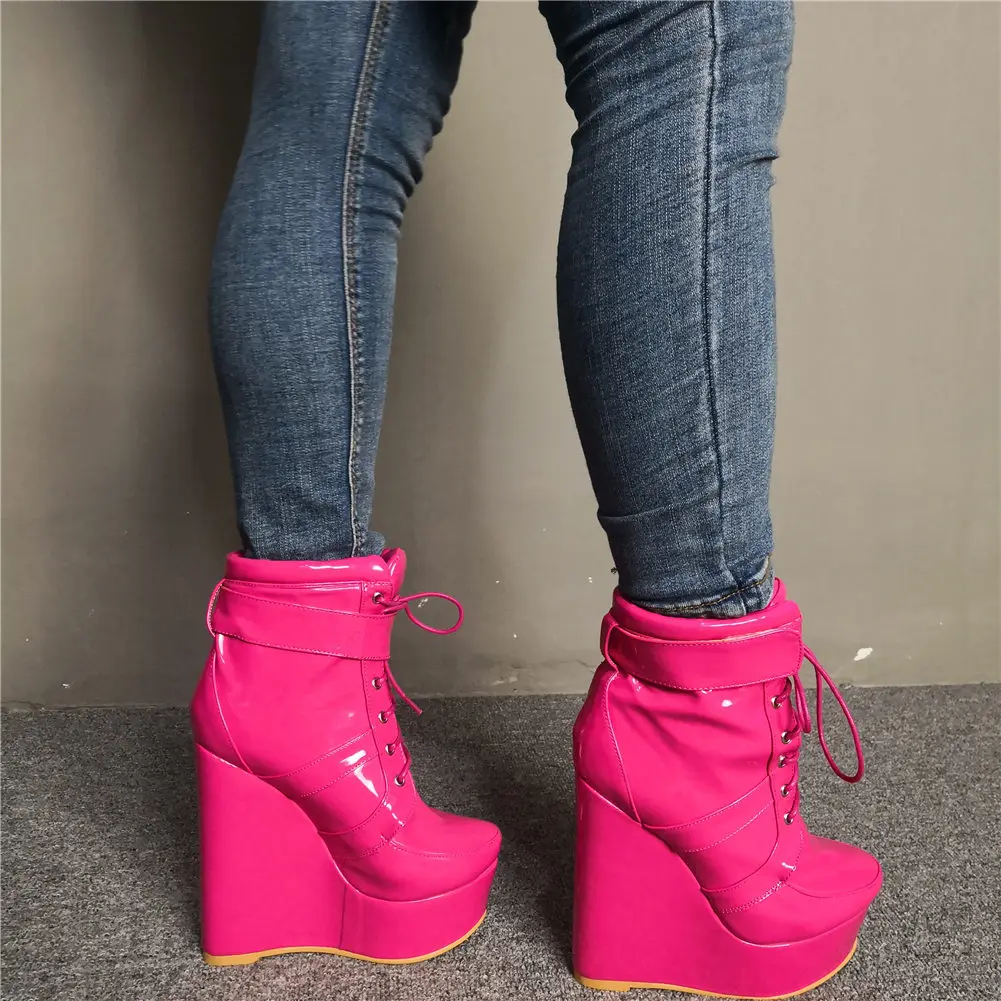 

Luxury Brand New Plus Size 47 Autumn Winter Ankle Boots Shoes Woman Platform Sexy High Heels Wedges Shoes Women Boots