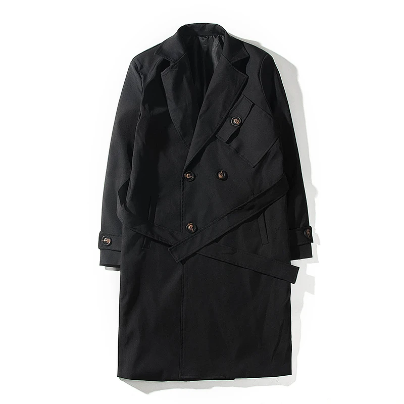 

Autumn Winter Pop Trench Men Fashion Korean Style Long Trench Coat Men Large Size 3XL Slim Trench Coat Jacket