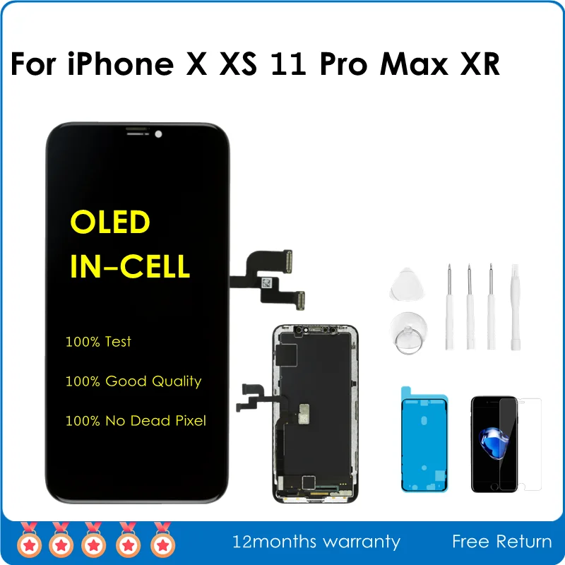 

ЖК-дисплей с сенсорным экраном для iPhone 11 Pro Max, ЖК-дисплей в сборе с реальным тоном для ремонта iPhone X, XR, XS Max, AAA +++