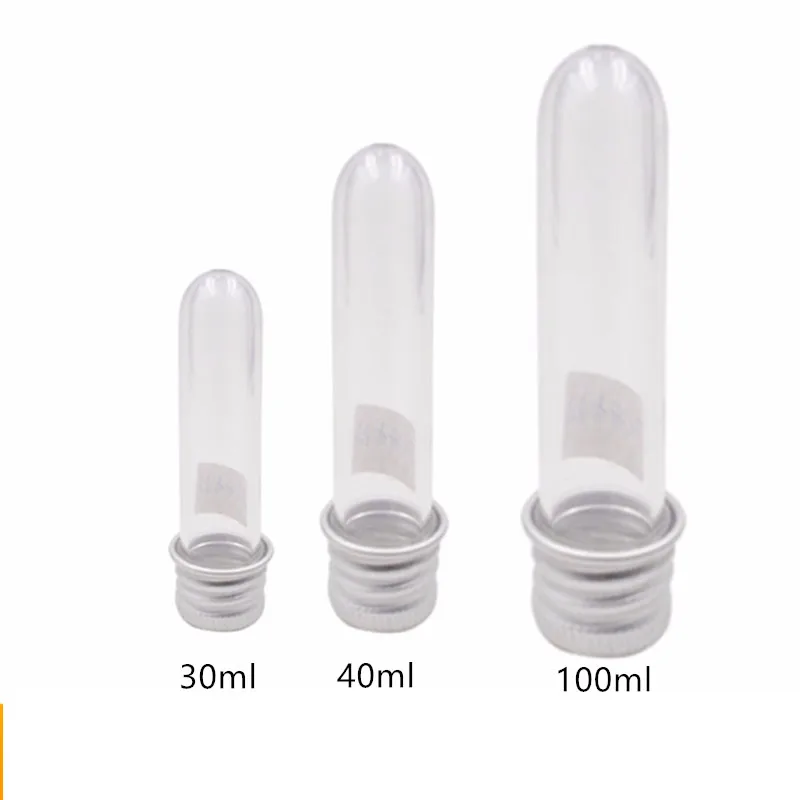 Пустая прозрачная цилиндрическая бутылка с алюминиевой крышкой 40 шт. 30/40/100 мл 3 5
