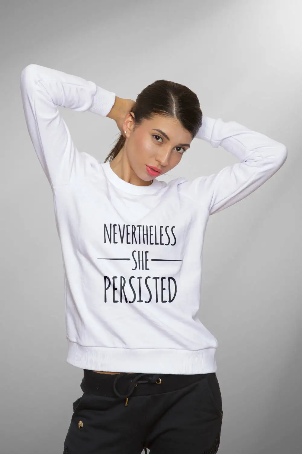 Тем не менее она постоянная толстовка Женская Феминистская мода крутой стиль