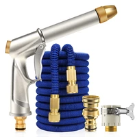 adjustable high pressure washer water gun with elastic sprinkler hose metal spray nozzle car foam washing tools garden watering