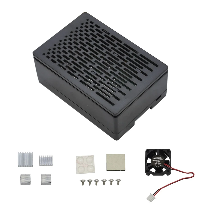 Для Raspberry Pi 4B защитный чехол ABS корпус с охлаждающим вентилятором серебристый