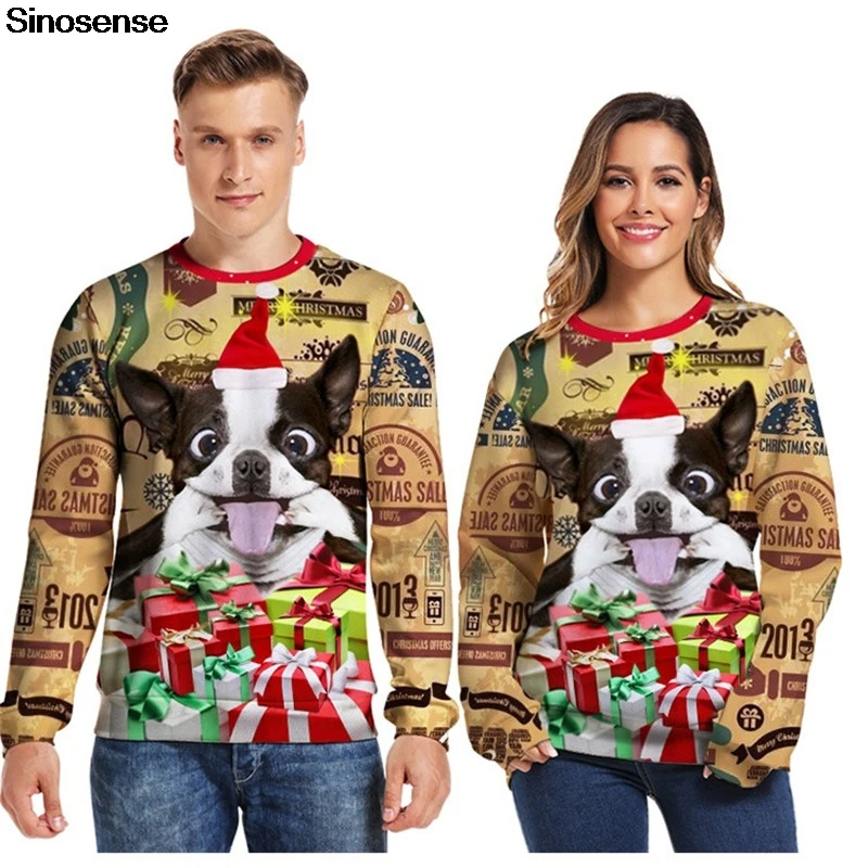 Новый Забавный Рождественский свитер с принтом собаки рождественский джемпер