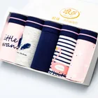 LANGSHA 5 шт.лот, хлопковые трусики, женское нижнее белье, дышащие Бесшовные трусы с милым принтом, мягкие удобные женские модные трусы, нижнее белье L XXL