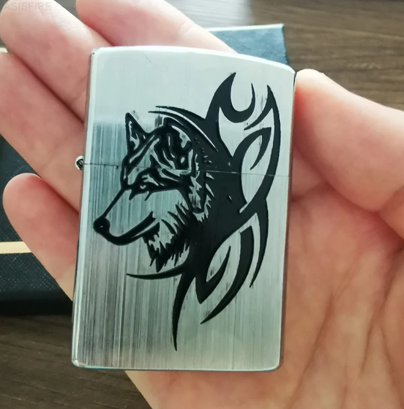 Zorro керосиновая Зажигалка из чистой меди гравировка волка винтажная серебряная