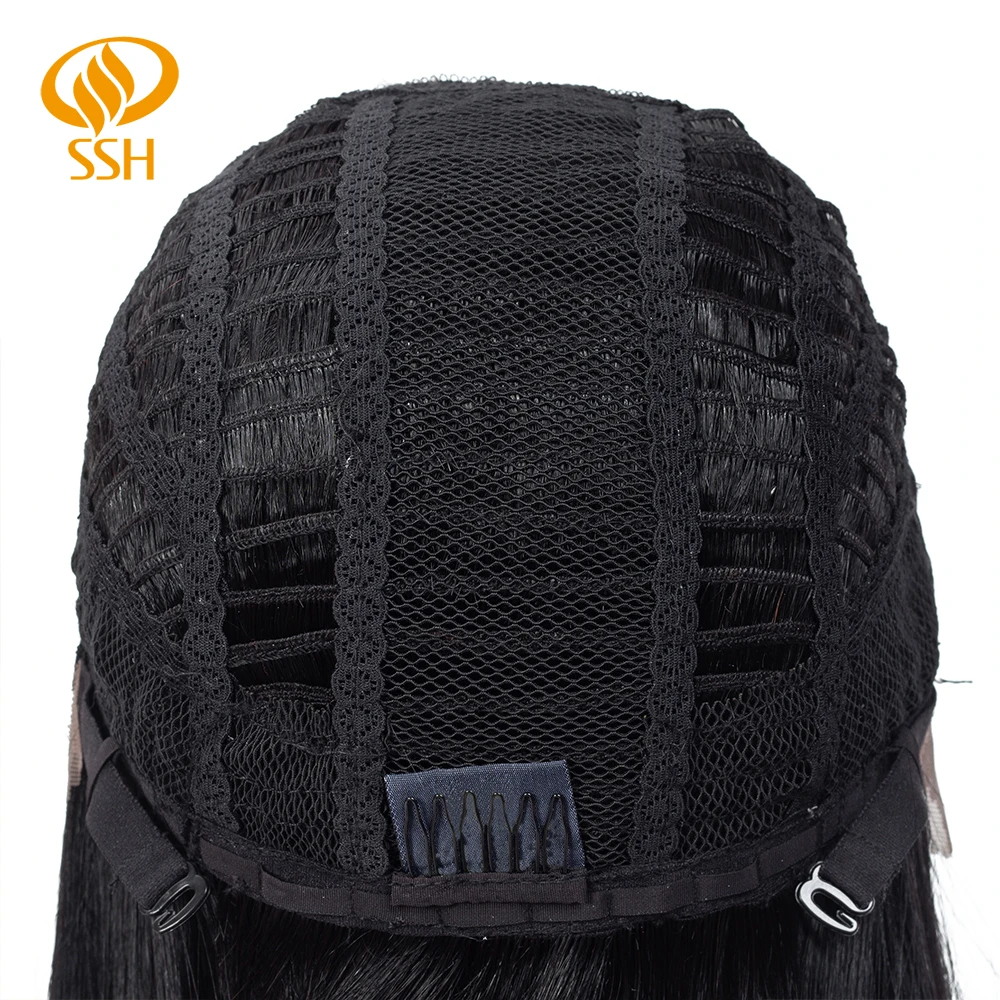 SSH кружевная часть короткие прямые бразильские волосы Remy парики для черных