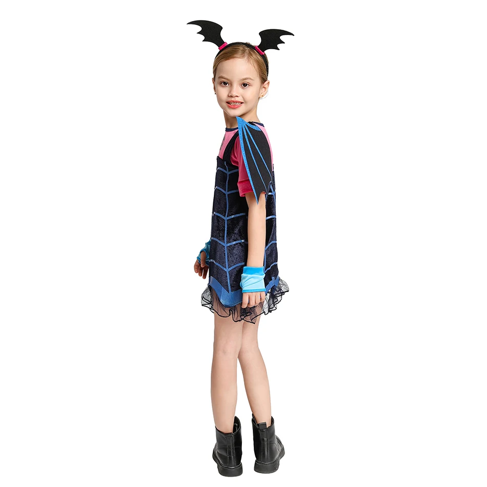 Girl Vampire Costumes Children Cosplay Vampire Dress Up Costume Halloween Girls Dresses Carnival Party Disguise Guise Headband