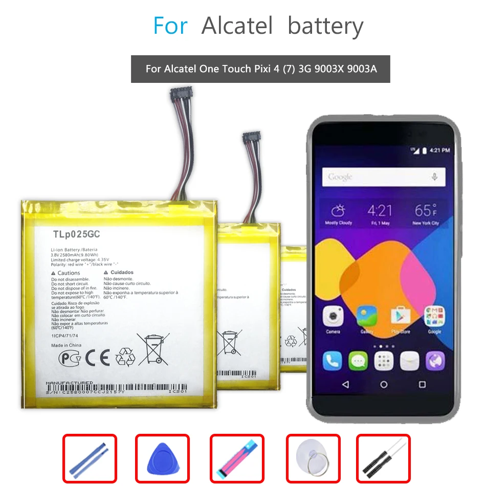 Мобильный телефон Батарея для чехол с откидной крышкой Alcatel One Touch Pixi 4 (7) 3G