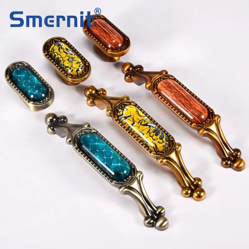 Роскошная ручка для мебели винтажные бронзовые ручки кухонного шкафа и