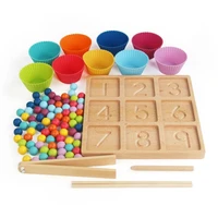 wooden digit numbers tracing board beads matching learn game montessori math sorting toys child educational practicing for e8b3