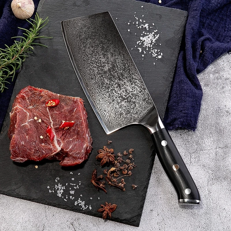 

Kitchen Knife Damascus Stainless Steel Chinese Chopper Chef Knife Butcher Meat Chopping Cleaver Knife Vegetable Cutter