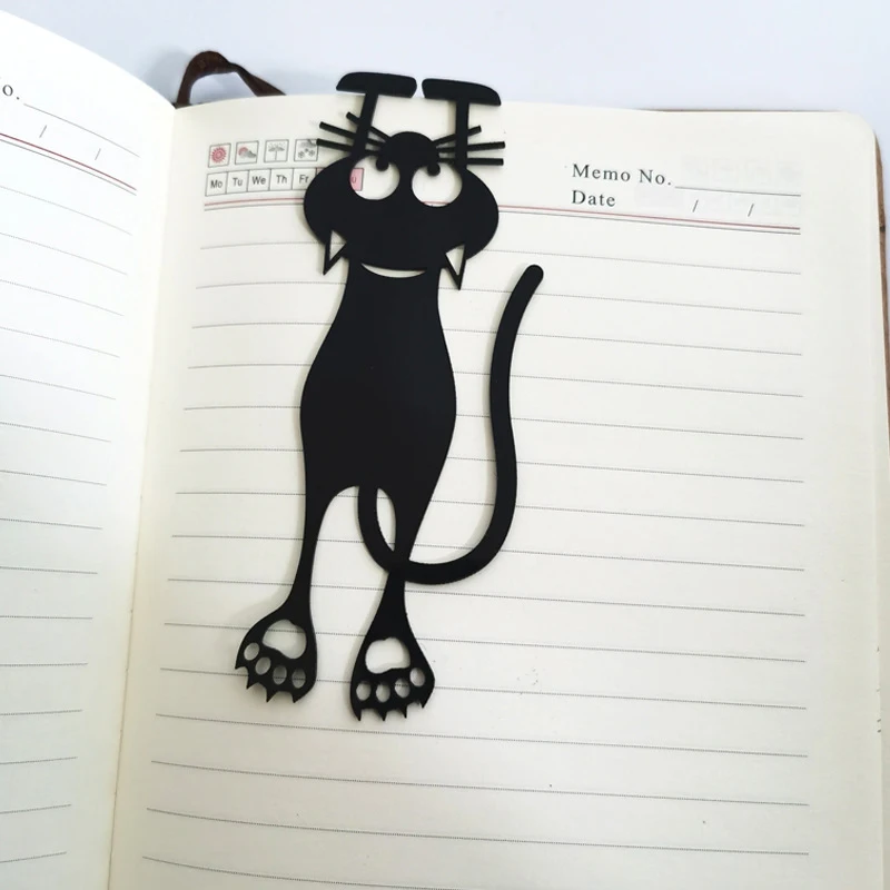 

1/5/10pcs Bookmark Black Cat Shape Hollow out PVC Cat Bookmark 12.3cm MAZI888