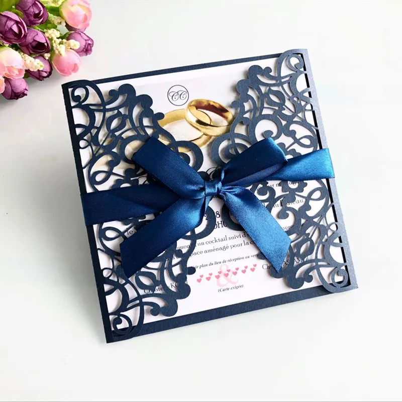 

Auviderin 100pcs 15*15cm Wedding Invitation Card Laser Greeting Cards for Birthday Party