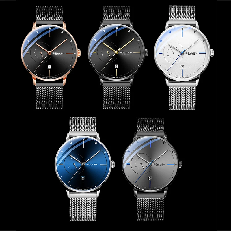 Мужские механические часы с ремешком из стали 316L и японским механизмом Miyota |