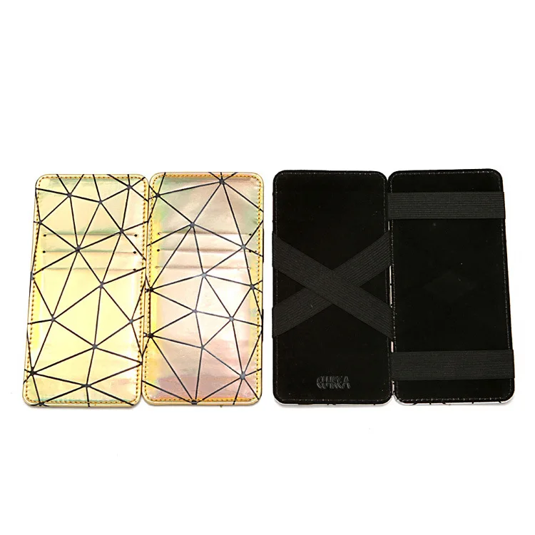 

Pu Laser Magic Wallet Diamond Indentation Lady Wallet Card Holder Card Bank Card Holder Fashion Medium Long Wallet
