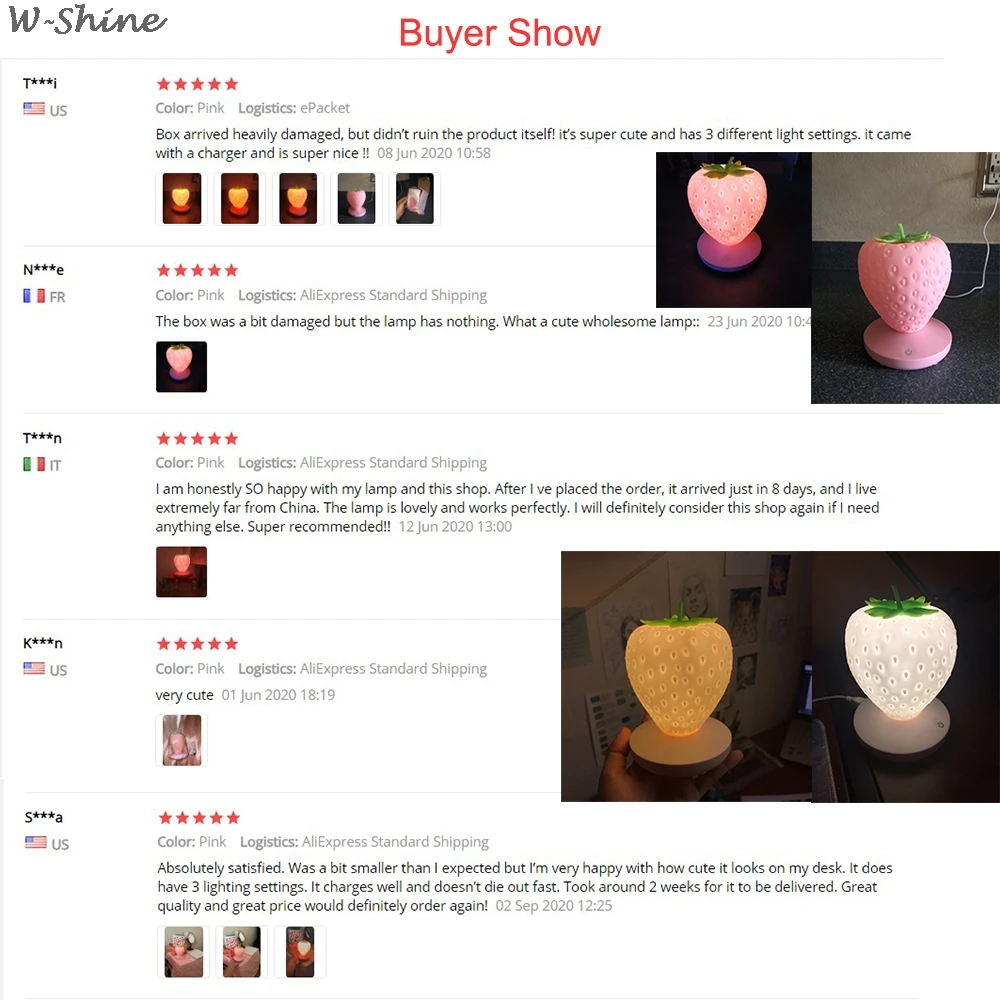 

Touch Dimmable LED Night Light Silicone Strawberry Nightlight USB Bedside Lamp For Baby Children Kids Gift Bedroom Decoration