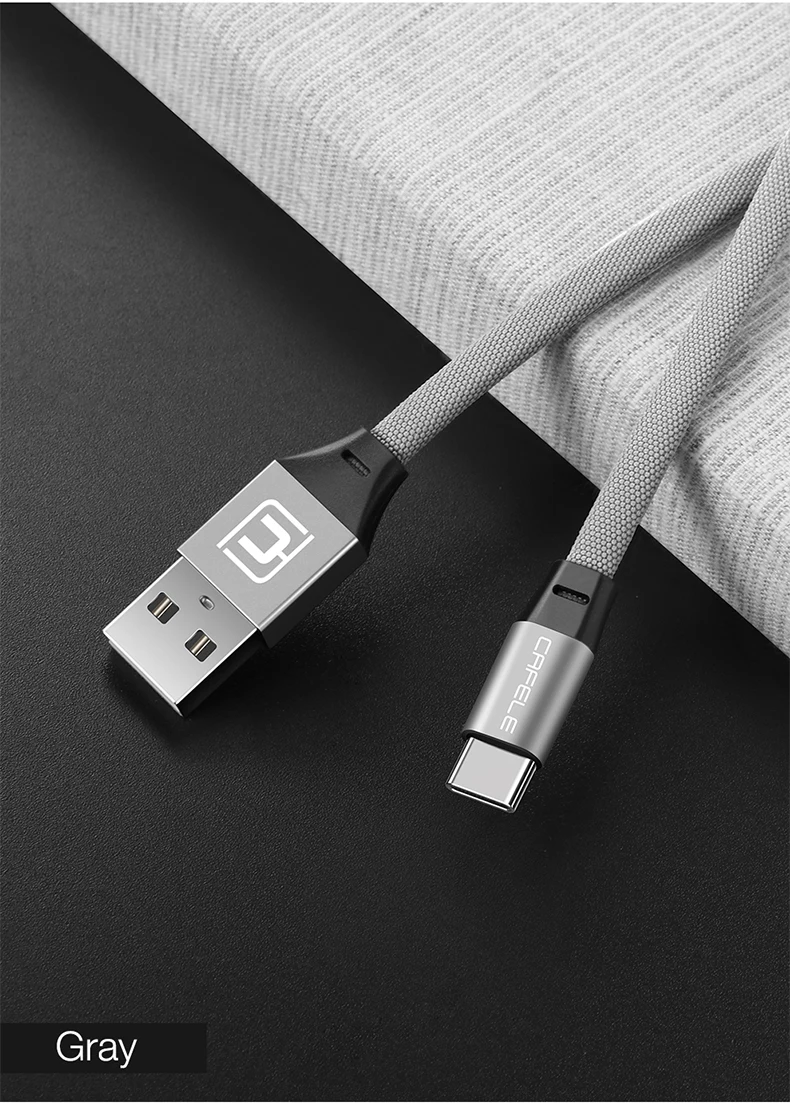 Cafele Тип usb C кабель для Xiaomi samsung huawei USB кабель быстрого зарядного устройства 8 Pin цинкового сплава для Тип usb-C кабель для передачи данных