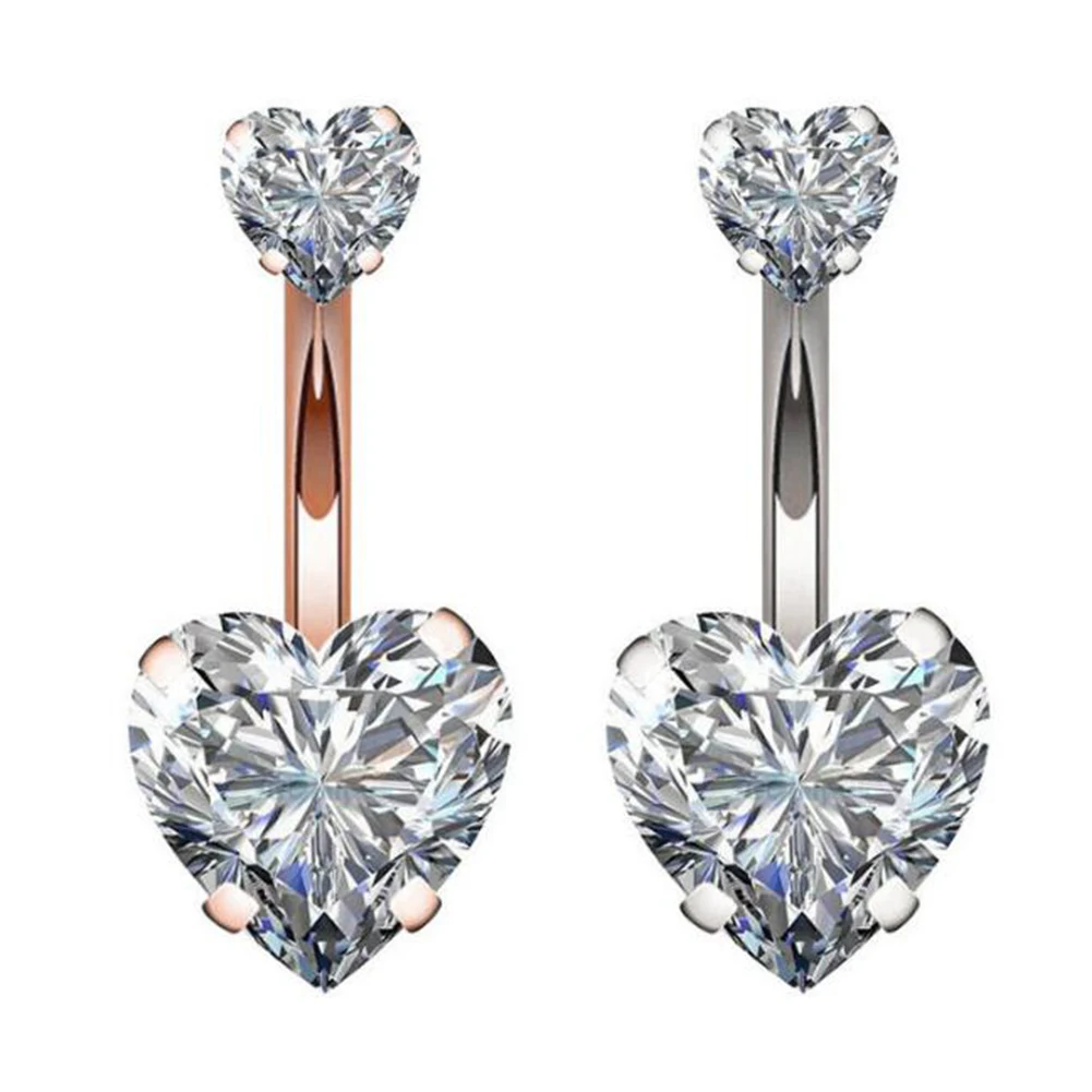 1 шт. стальное кольцо для пупка пирсинг женское сердце стиль Кристальный пупок