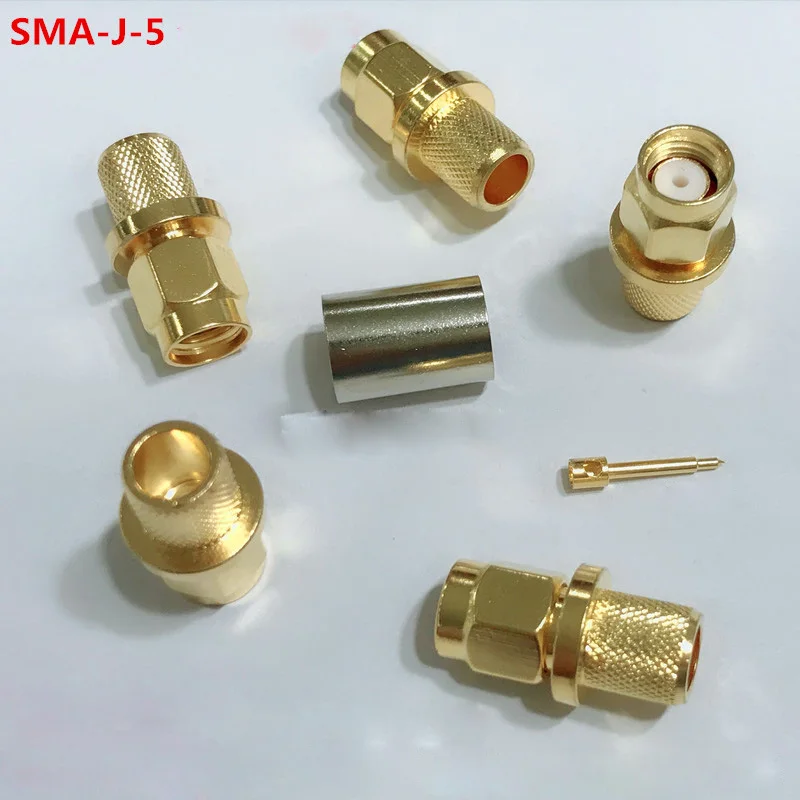 100 шт. Штекерный разъем SMA (гнездовой контакт) обжимной радиочастотный соединитель Адаптер для кабеля RG5 RG6 5D-FB LMR300 Ecoflex 7