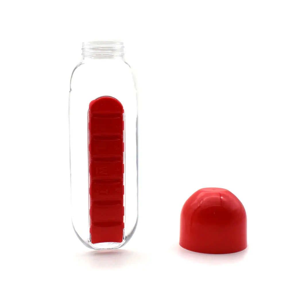 Sweettreats 600ML Water Bottle Sports Combine Daily Pill Box Organizer Drinking Bottles For Plastic Leak-Proof Tumbler | Дом и сад