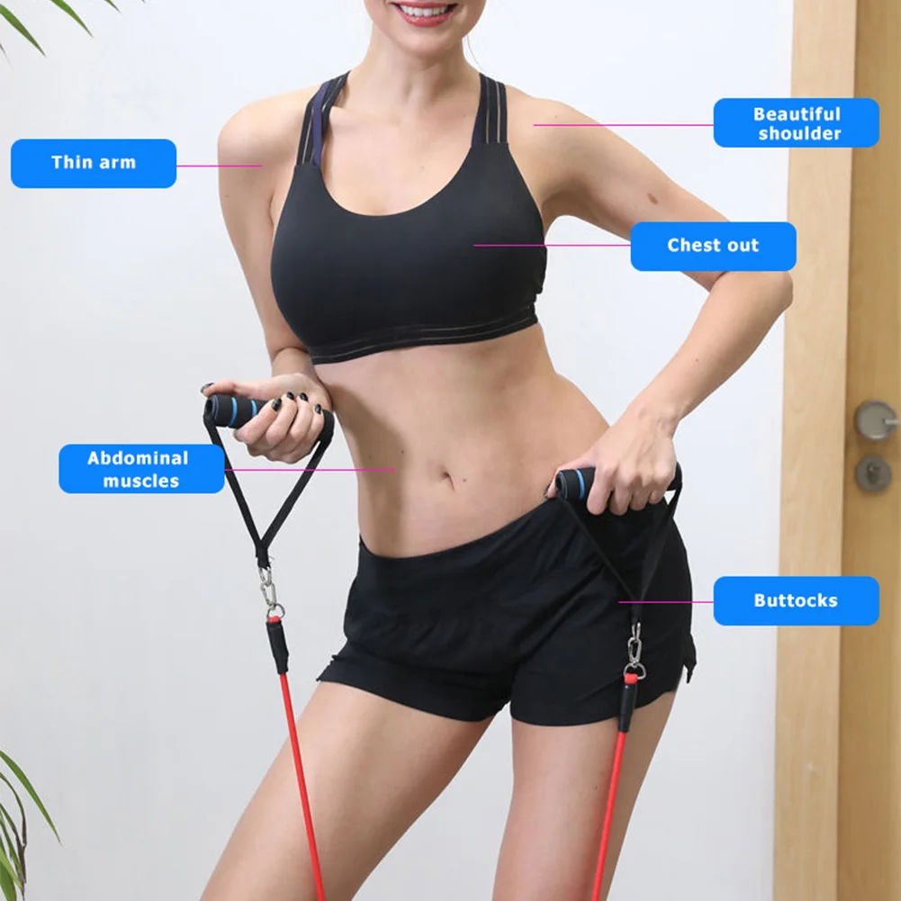 

Elastic Resistance Band with Bag Door Buckle 11pcs Exercise Pull Rope Ankle Ring Multi-function Equipment for Exercise