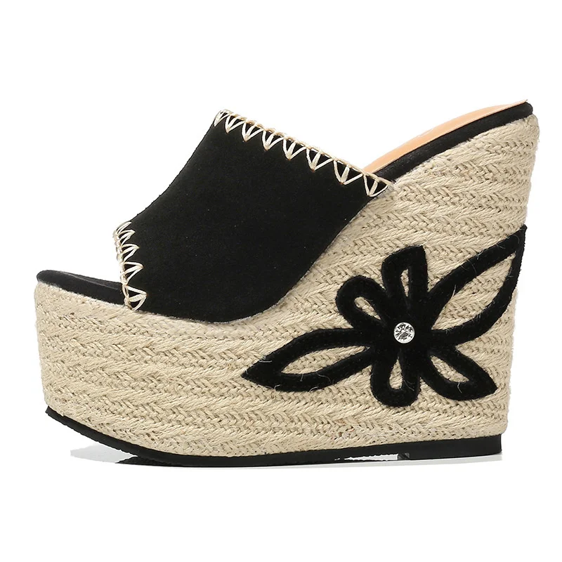 

Slope heel slippers women's summer wear thick soled super high heel sandal waterproof platform fish mouth women's national style