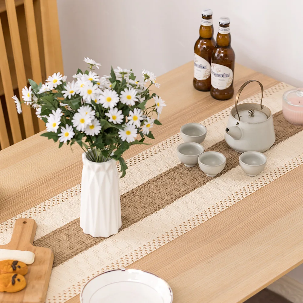 Бежевая хлопковая скатерть для стола тканевая декоративные скатерти в клетку